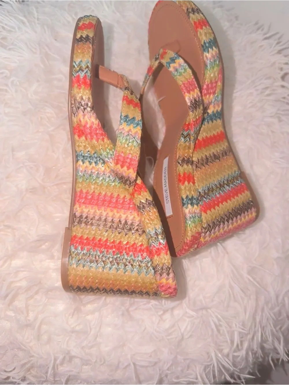 Steve Madden Multicolor Zigzag Wedge Thong Sandals